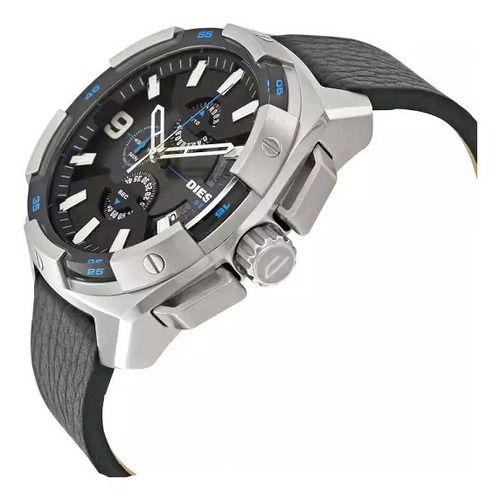Relógio Diesel Dz4392 Heavyweight Aço C/ Pulseira De Couro