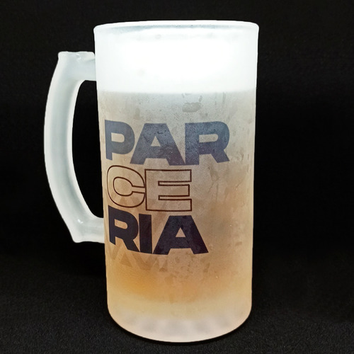 Imagem 1 de 3 de Caneca Chopp Vidro Fosco - 475ml - Personalize Como Quiser