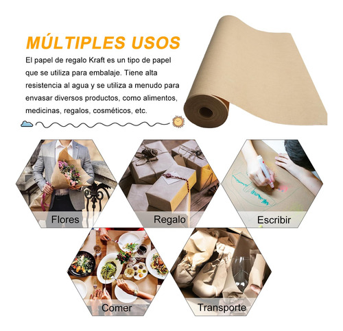 Rollo De Papel Kraft, 45 Cm Ancho X 30 Metros De Largo,