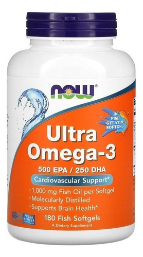 Now Foods | Omega-3 500 Epa / 250 Dha | 180 Fish Softgels