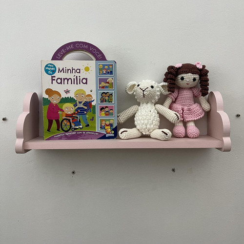 2 Prateleiras Infantil Rosa Decorativa Quarto Menina 60cm