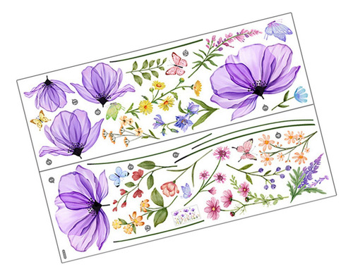 ! Pegatinas De Pared Con Diseño De Mariposas Y Flores, Papel