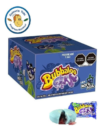 Bubbaloo Chicle Relleno Mora Azul Goma Dulce Mascar 47 Pz