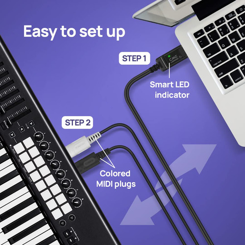 Cme U2midi Pro - Cable Midi Usb Profesional - Interfaz Midi A Usb 1-en-1 Salida De 6.5 Pies (2m) - Adaptador Usb A Midi Plug & Play Para Computadora/portátil/pc - Compatible Con Win/mac