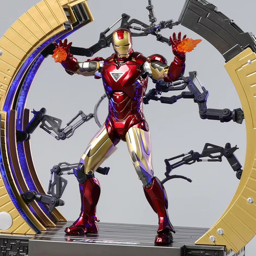 Iron Man Mark 6 Con Portico De Demontaje De Traje Con Led