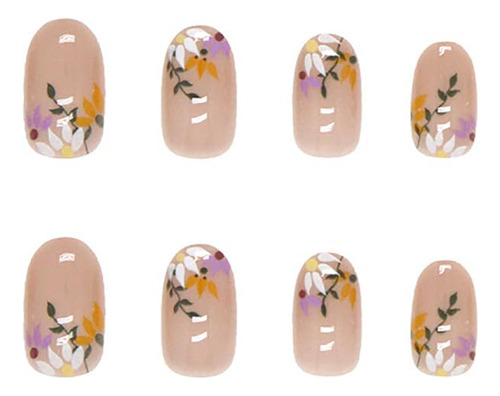 Sarata Uñas Postizas A Presión De Flores Francesas, Uñas Pos