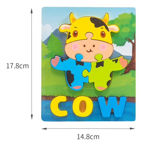 Niños 3d Formas Letra Madera Rompecabezas 14,8 Cm X 17,8 Cm