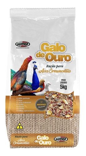 Ração Aves Exóticas E Ornamentais Galo De Ouro Supra 5kg