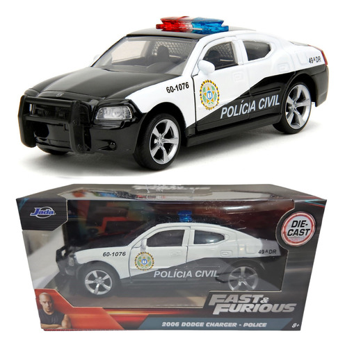 Carro Miniatura Velozes E Furiosos 1:32 Dodge Charger Police Cor Branco