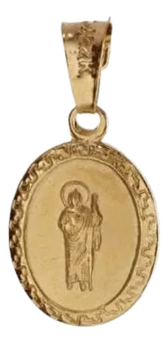 Medalla San Judas Oval Con Cadena Chapa De Oro 22 K