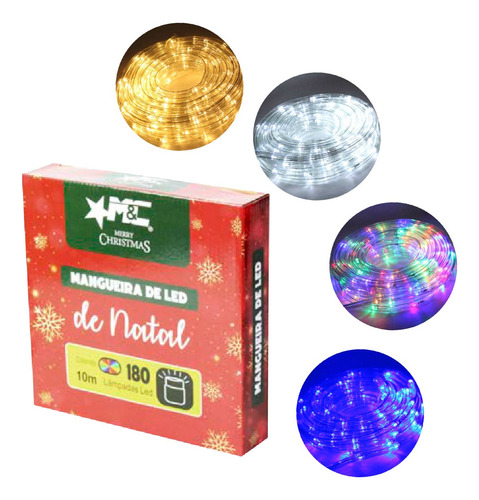 Decoração Iluminação Led Mangueira Chata Natal 10 Metros Luz Branco