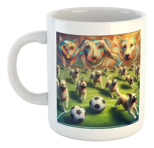 Taza Ceramica Perros Futbol Cancha Vanguardista M1