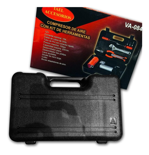 Imagen 5 de 8 de Mini Compresor Portatil 12v Aire Auto Kit Caja Herramientas