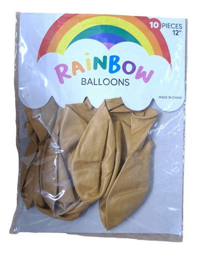 Globos Latex 12'' Perlados Colores Surtidos X10 -cienfuegos- Color Dorado oscuro Perlado