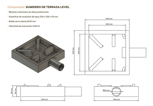 Desagüe Oculto Para Balcones Revestech 20x20
