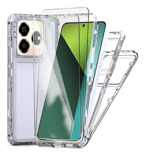 For Zte Axon 60 Funda Case +2 Mica Rudo Uso Cristal Transparente