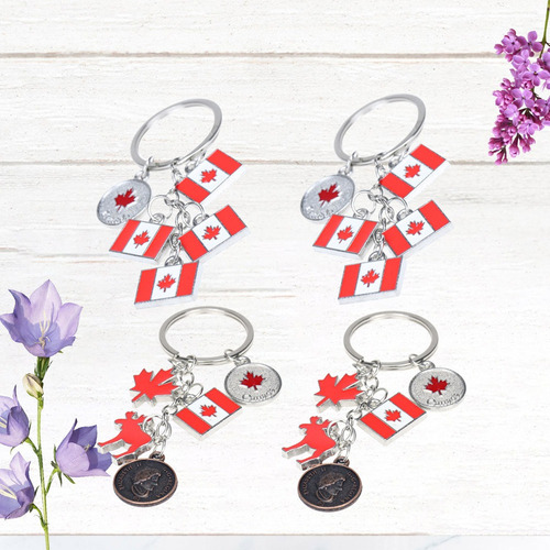 Llavero Con Bandera Nacional De Canadá, 4 Piezas