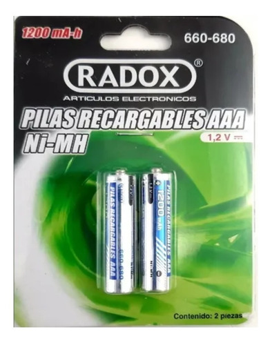 Imagen 2 de 2 de Baterías Aaa Recargables 1200 Mah Paquete De 2 - T1346