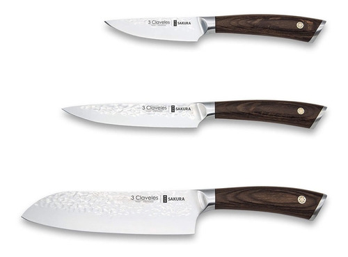 Set 3 Cuchillo Verdura/cocina/santoku Sakura 3claveles