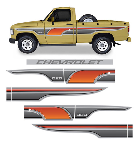 Faixa D20 1989/96 Chevrolet Cabine Simples Laranja- Genérico