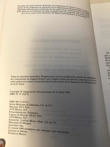 Oftalmología Aplicada- Sa (Usado)