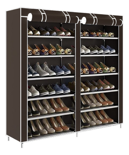 Zapatera Organizador Zapatos 6 Niveles Doble Fila Ajustable Color Café