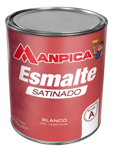 Pintura Esmalte Premium Satinado Manpica 1/4 Galón 