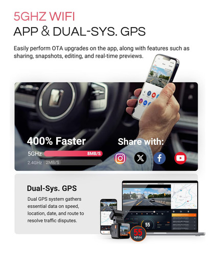 Vantrue E1 Pro 4k Mini Dash Cam Front, Starvis 2 Platepix...