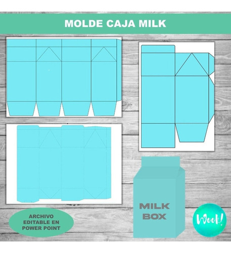 Kit Imprimible Molde Caja Milk Box Editable