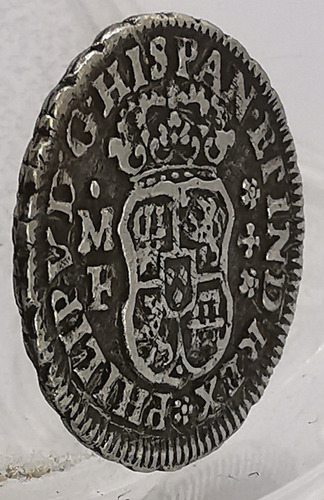 Medio 1/2 Real Columnaria Plata Original 1736 Mexico Mo