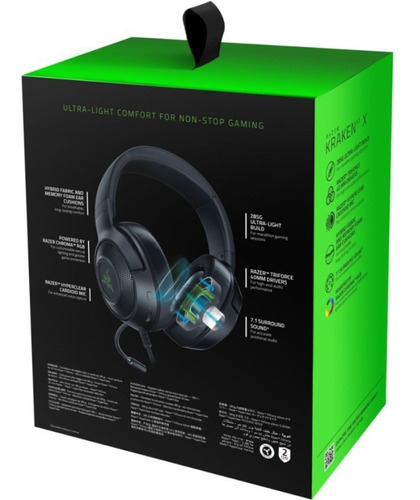 Imagen 7 de 7 de Auriculares Gamer Razer Kraken V3 X Usb Led Rgb 7.1 Pc Ps4 *