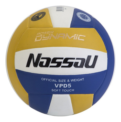 Pelota Voley Nassau Power Dynamic Profesional Color Blanco/amarillo/azul