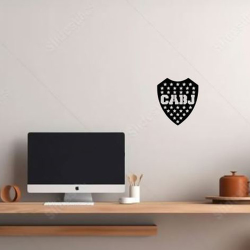 Cuadro Boca Escudo Equipos Futbol Mdf Negro Blanco Calado