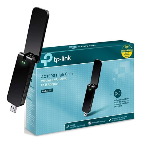 Imagen 1 de 7 de Adaptador Wifi Tp Link Ac1300 T4u Usb 3.0 Dual Band 5g Cuota