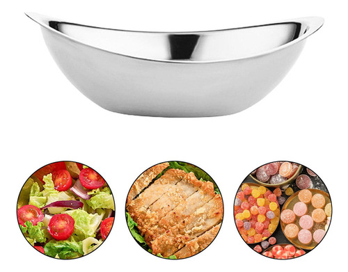 Tigela De Salada De Aço Inoxidável, Tigela De Prata Moderna