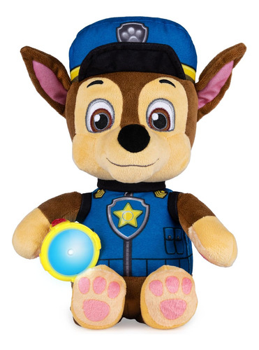Paw Patrol, Snuggle Up Chase Plush Con Linterna Y Sonidos, P