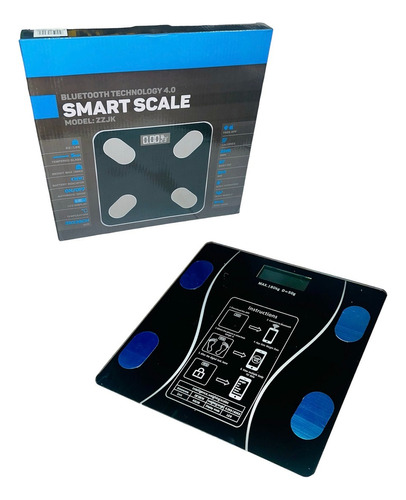Balanza Digital Inteligente Scale Con Conexión Bluetooth Color Negro 2 Pillas Aaa