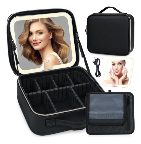 Bestauty Bolsa De Maquillaje De Viaje Con Espejo, Negro -, B