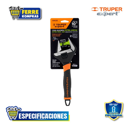 Llave Ajustable (perico) 10 Boca Ancha Comfort Grip 101035