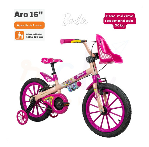 Bicicleta Infantil Com Rodinhas Aro 16 Nathor 5 Anos