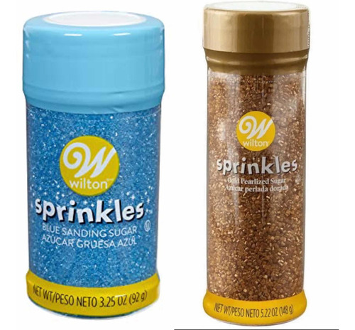 Pack De Sprinkles Color Dorado + Celeste Wilton