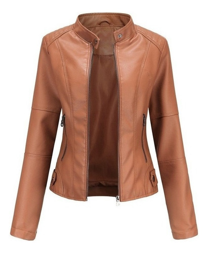 Chaqueta De Cuero Femenino Casual For Motocicletas