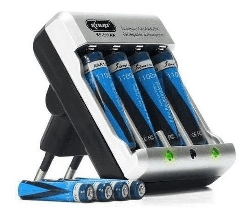 Carregador De Pilhas Aa, Aaa E Bat. 9v Kp-511aa+4 Pilhas Aa