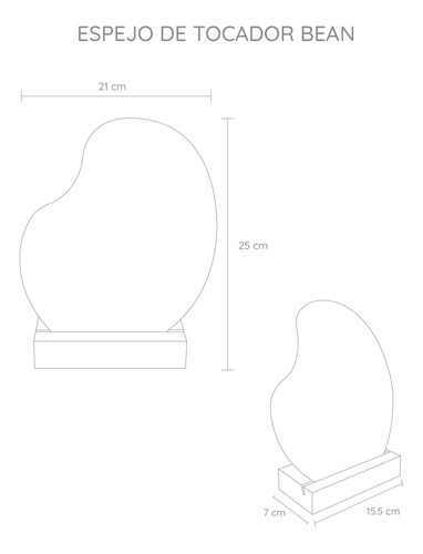 Espejo Bean Semi Circular Base Madera