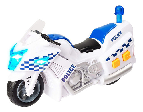 Moto Policia Con Luz Y Sonido Teamsterz Color Blanco