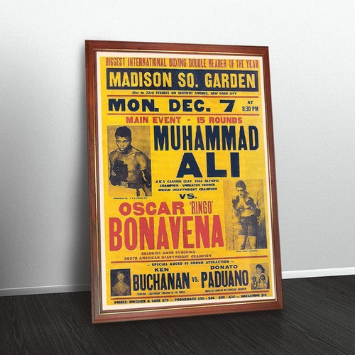 Ringo Bonavena Vs Muhammad Ali 1970 Poster Enmarcado Clay