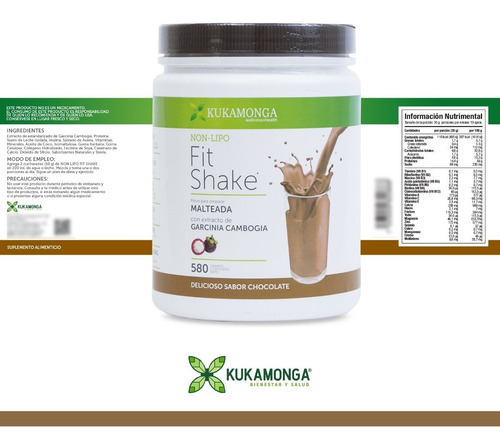 Bajar De Peso, Non Lipo Fit Shake - 580 Gr Sabor Chocolate Chocolate