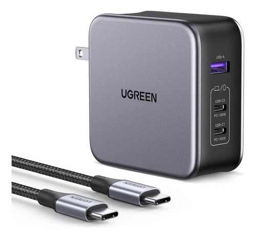 Ugreen 140w Cargador Usb-c 3 Puertos Macbook Con Cable 1.5m