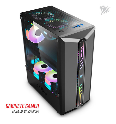 Imagen 2 de 4 de Gabinete Gamer Cassiopeia Atx Vidrio Templado X1 Fan Rgb