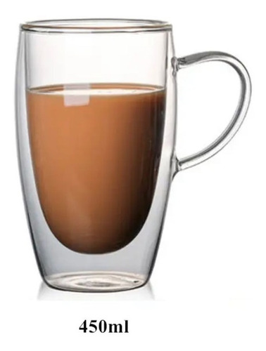 X3 Taza Vidrio Doble Con Manija 450ml Cafe Capuchino Premium